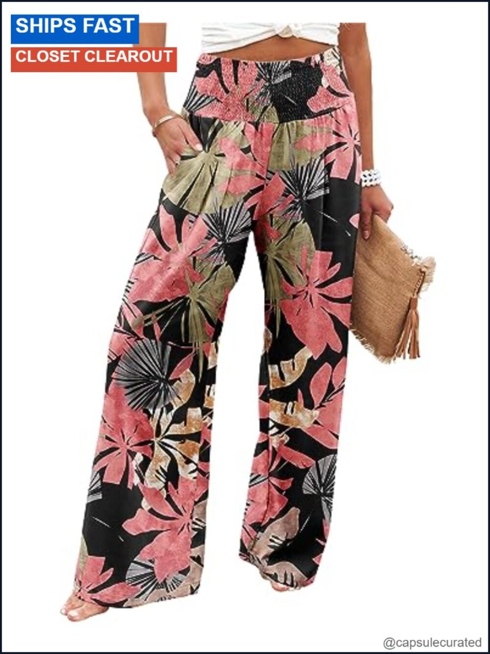 High Waisted Wide Leg Palazzo Lounge Pants with Pockets